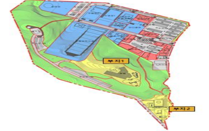 금강하굿둑 관광지 콘도미니엄가족호텔 지적도이미지로 관광지와 호텔의 위치를 표시 한 사진입니다.